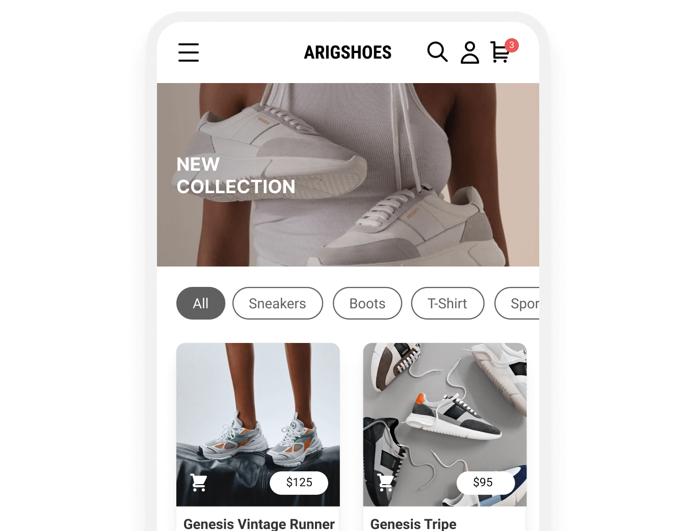 Unilink website for a clothing and shoes brand