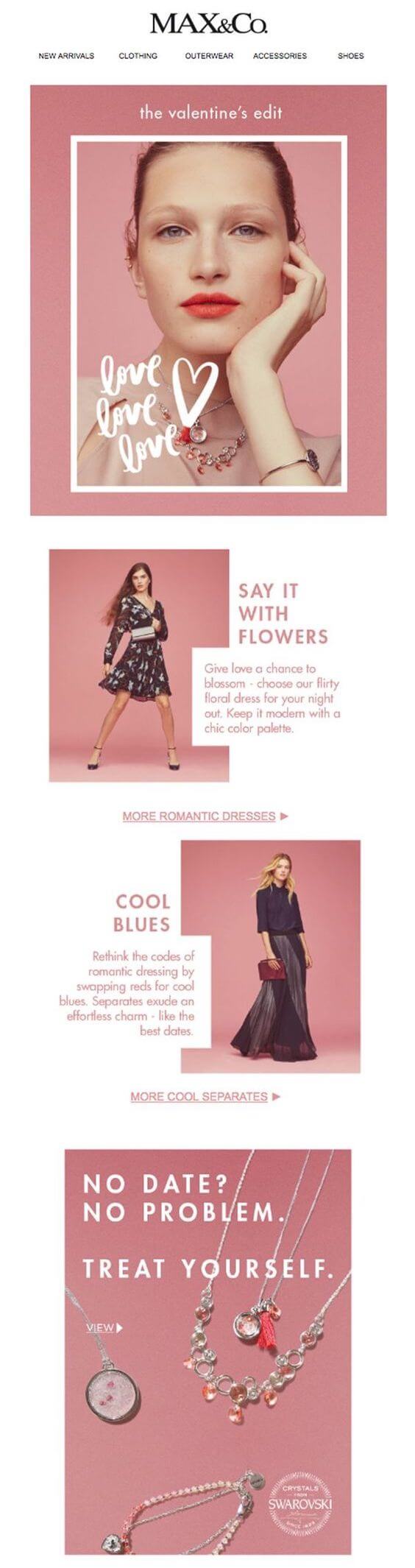 Valentine’s Day email marketing campaign by Max&Co