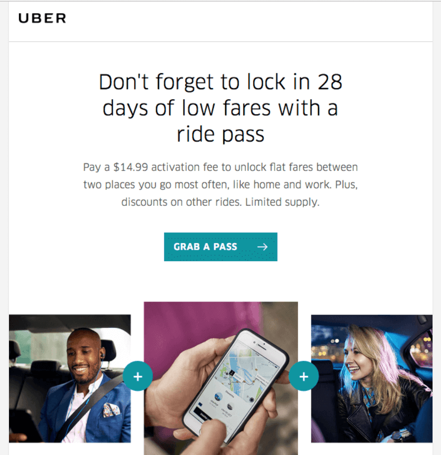 Example of Email Campaign by Uber