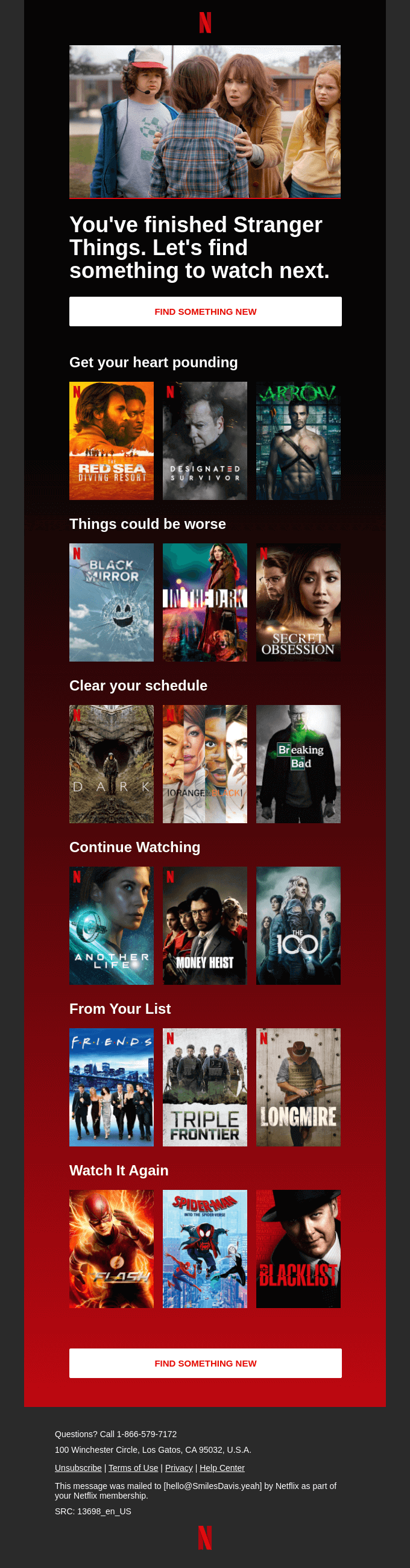 Example of Email Campaign by Netflix
