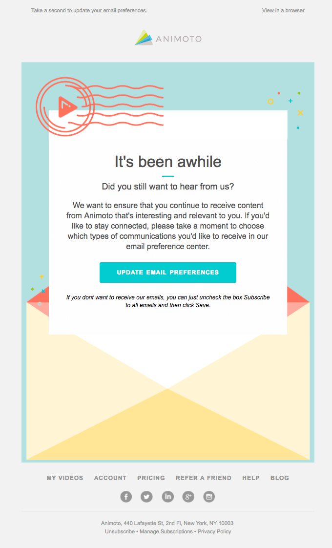 Winback Email Campaign by Animoto