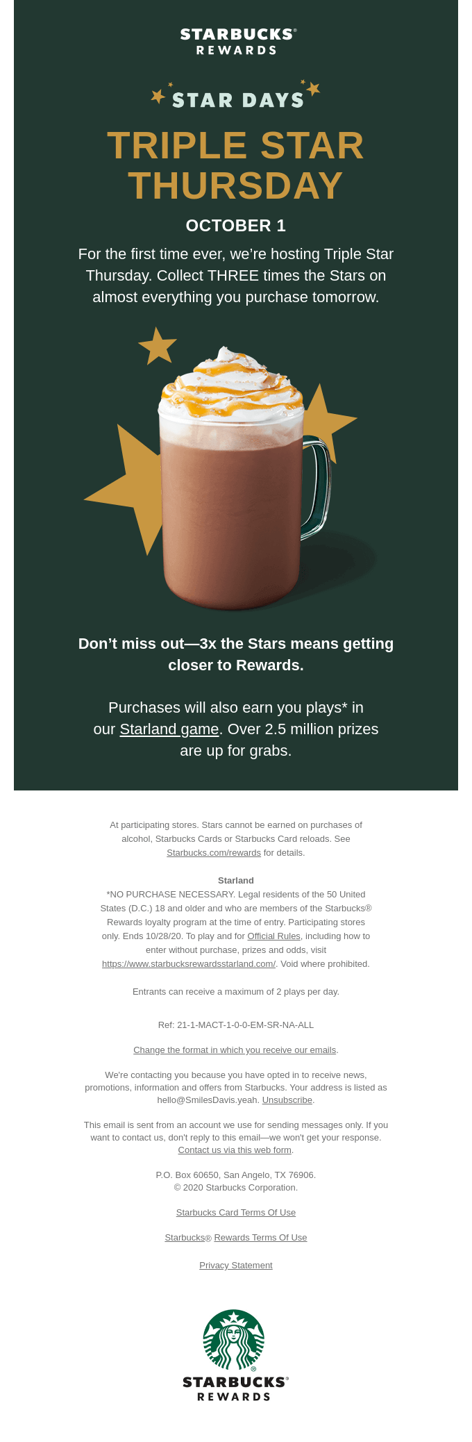 Email from Starbucks