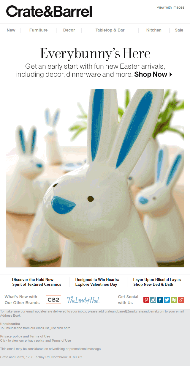 Easter Email Example by Crate & Barrel