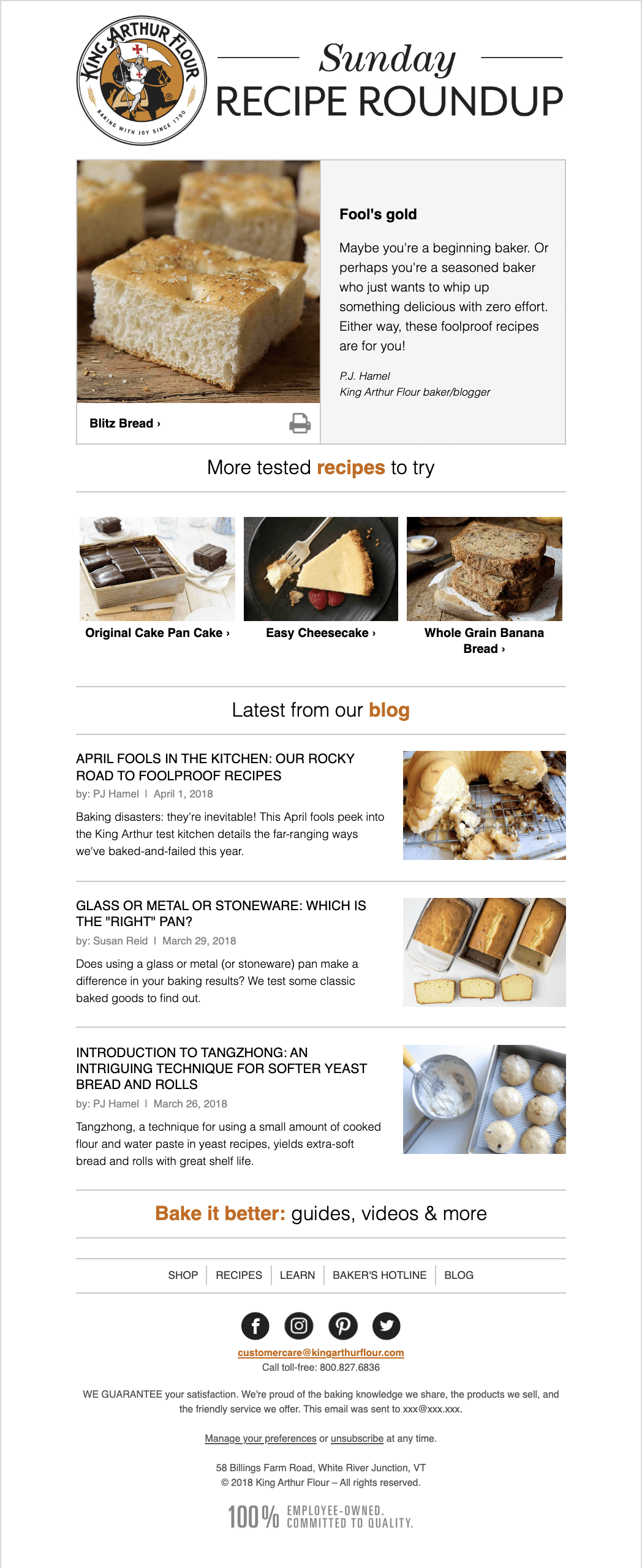 April Fools’ Email Example by King Artur Flour
