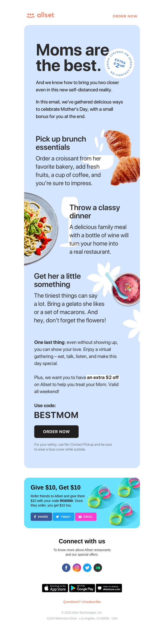 Mother’s day email example by Allset