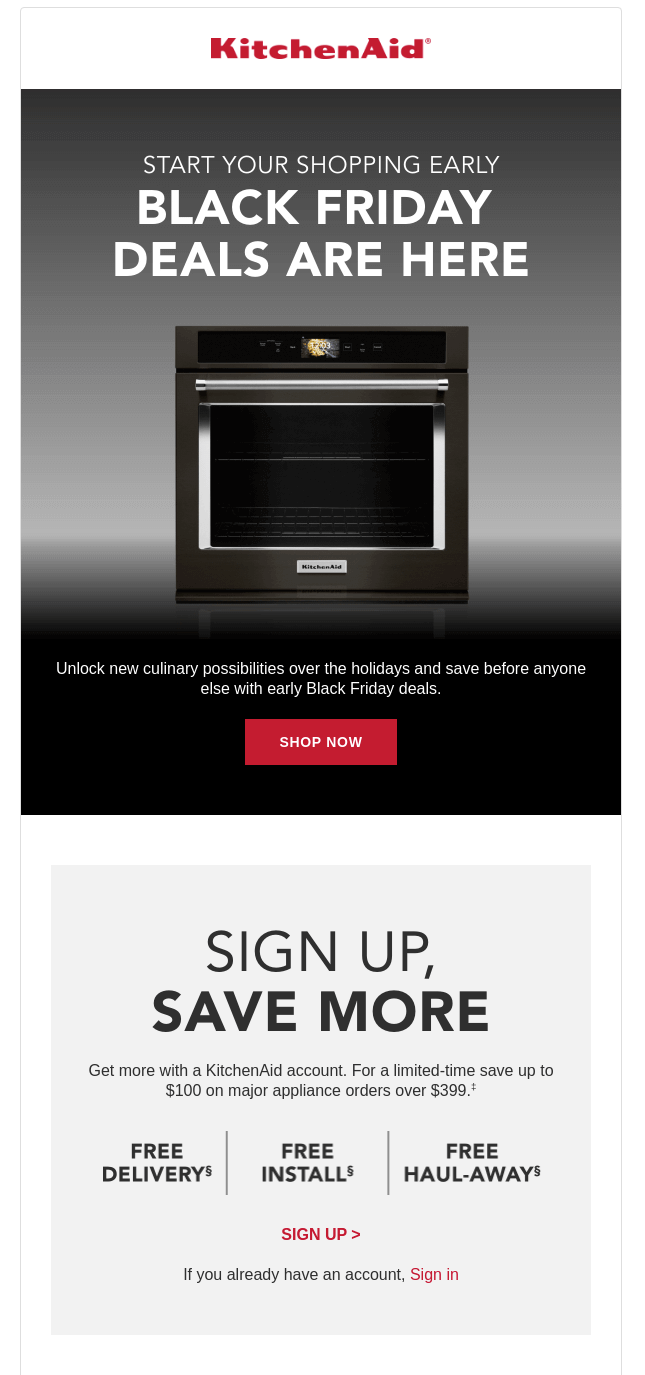 oven promo email