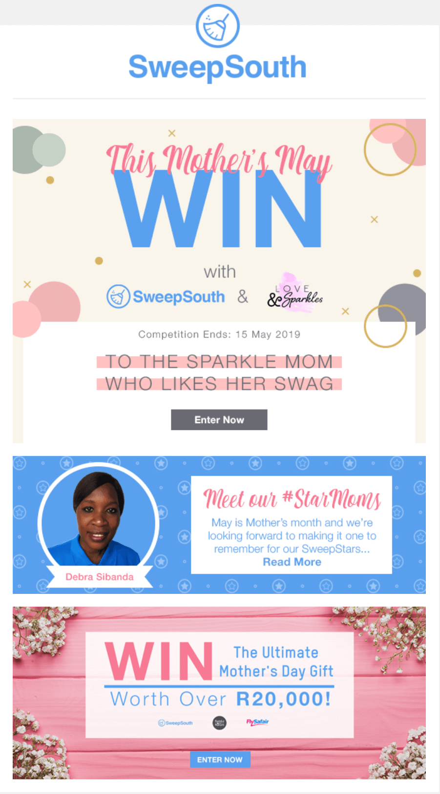 Mother’s day email example by SweepSouth