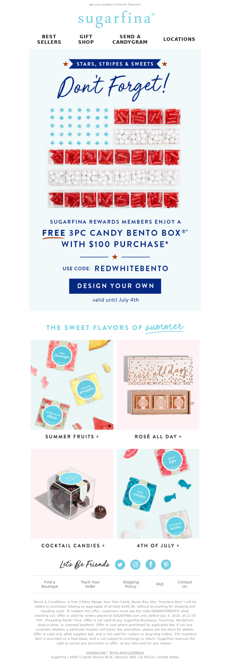 Independence Day email from Sugarfina