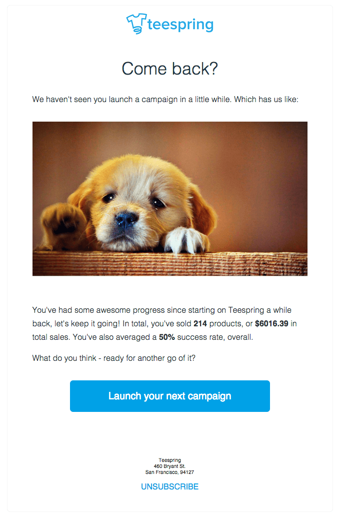 An example of a win-back email to retain customers