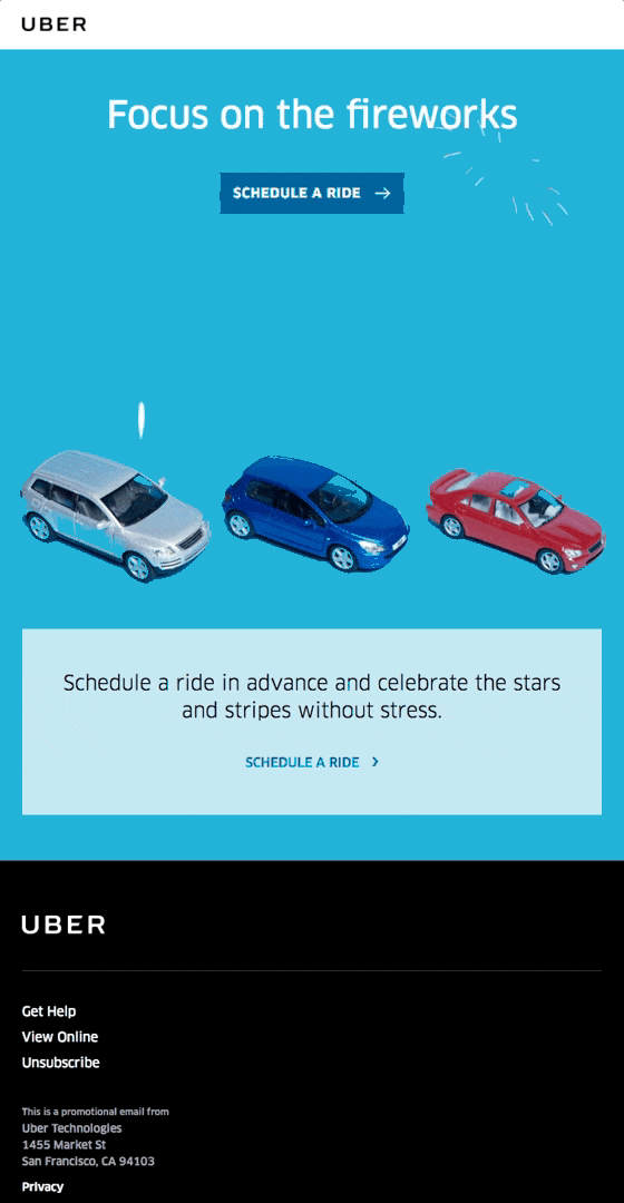 Independence Day email from Uber