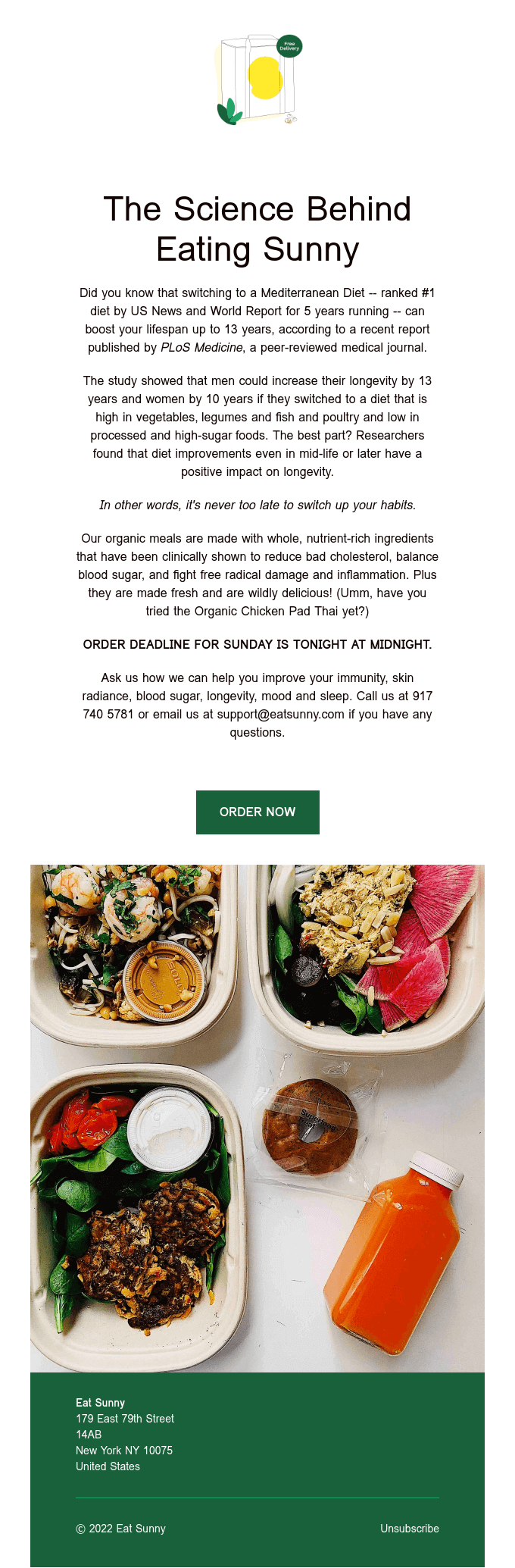 Eat Sunny newsletter email