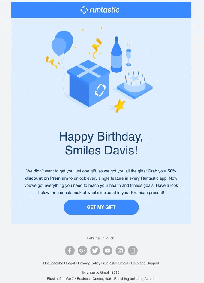 Milestone email example