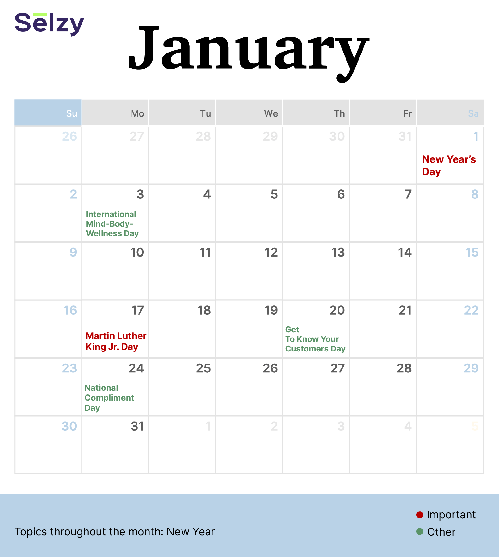 Holiday Marketing Calendar – January