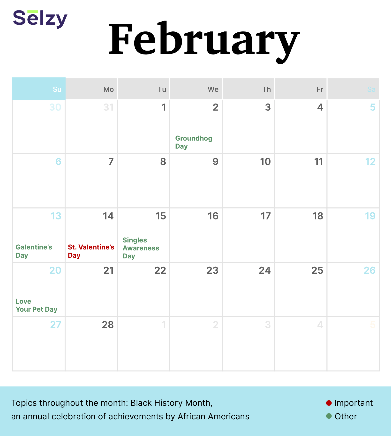 Holiday Marketing Calendar – February