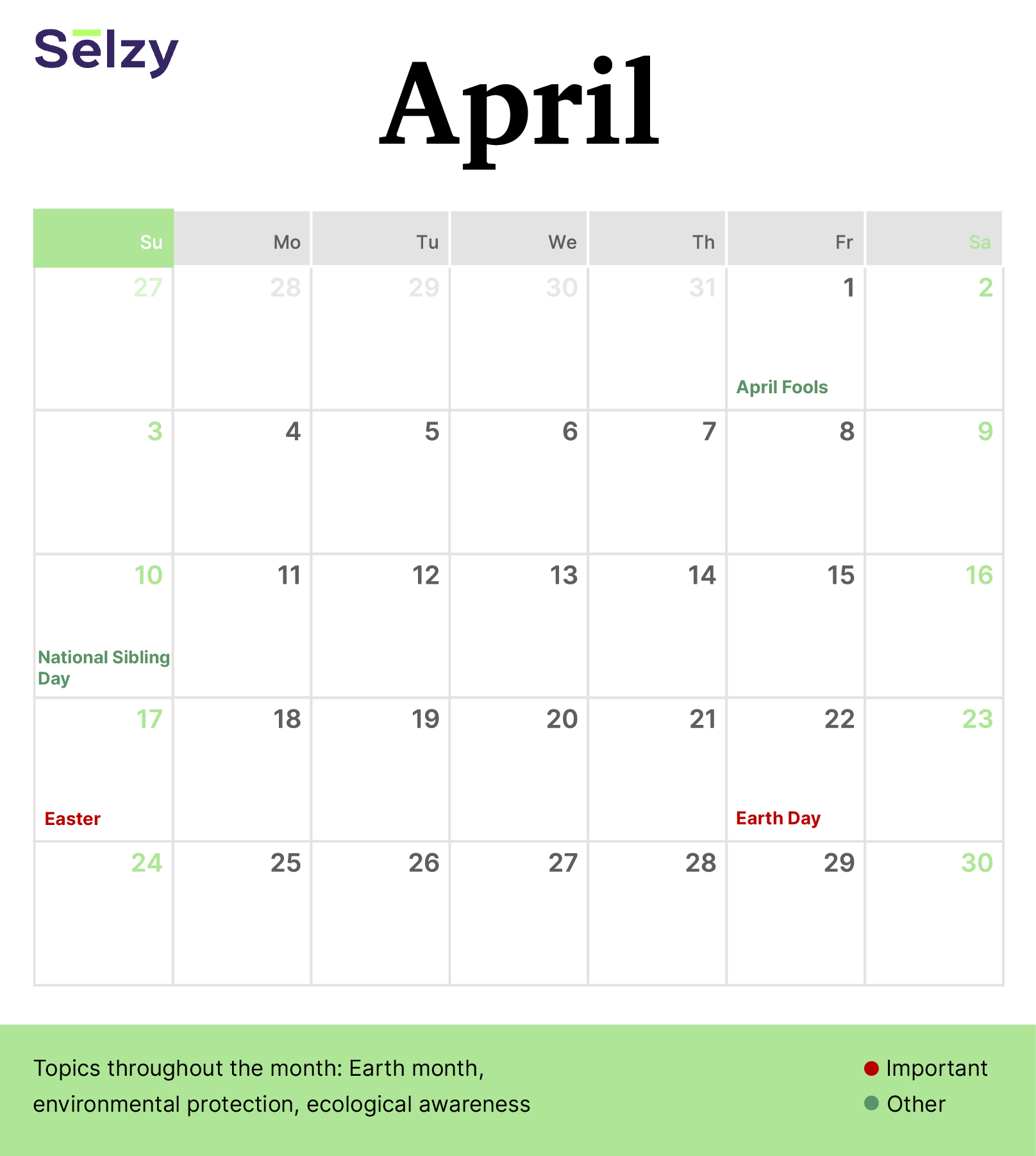 Holiday Marketing Calendar – April