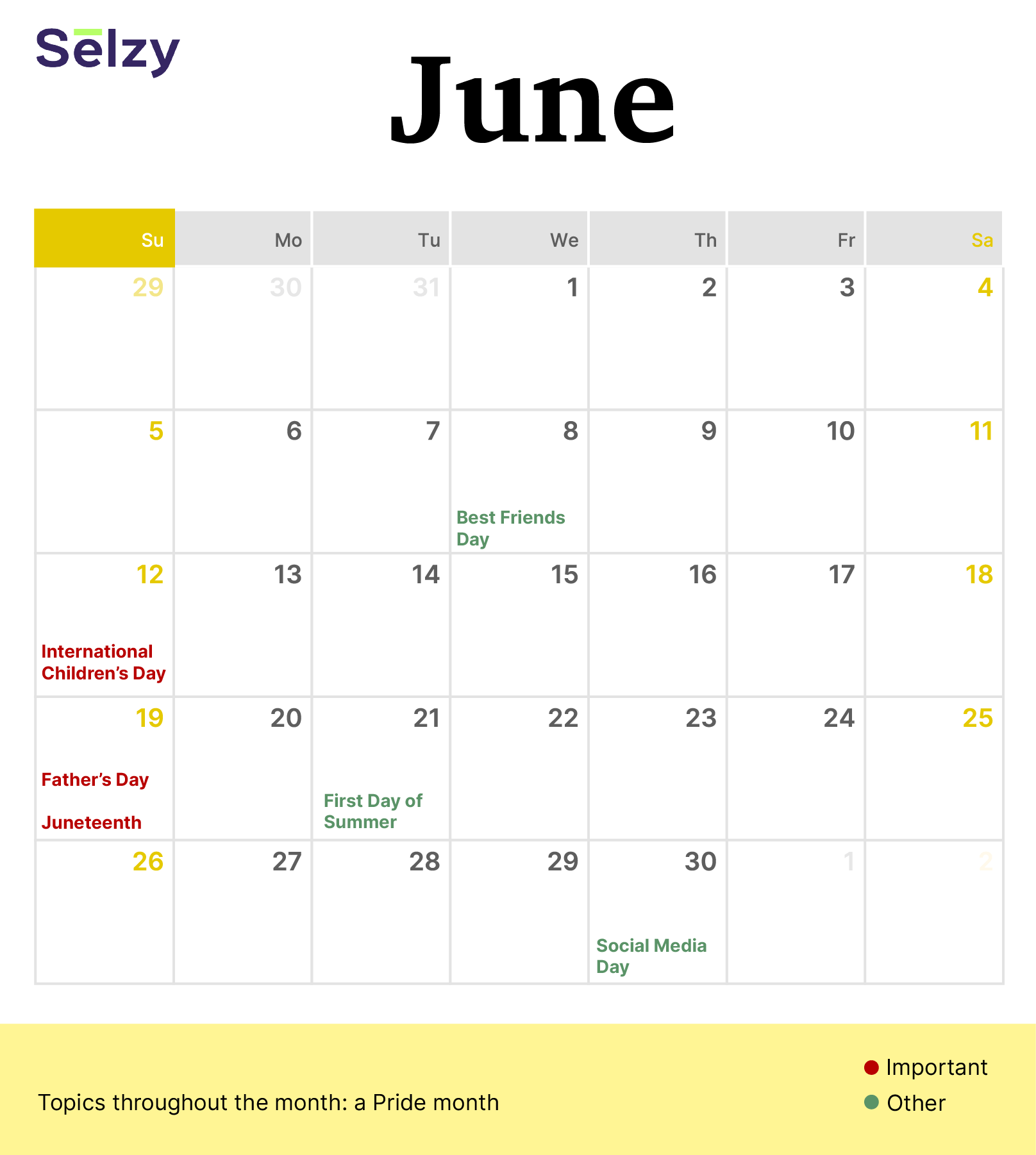 Holiday Marketing Calendar – June