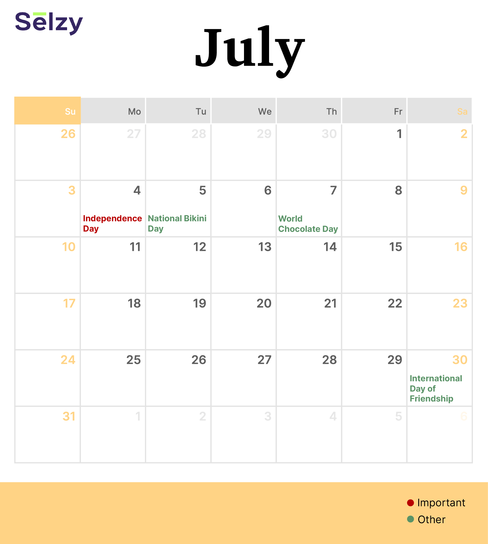 Holiday Marketing Calendar – July