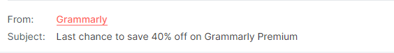 Grammarly tries to retain a user via a discount