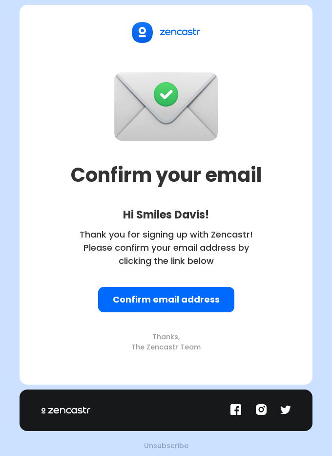 Email verifying example