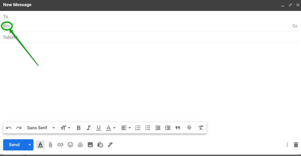 Gmail blind carbon copy field