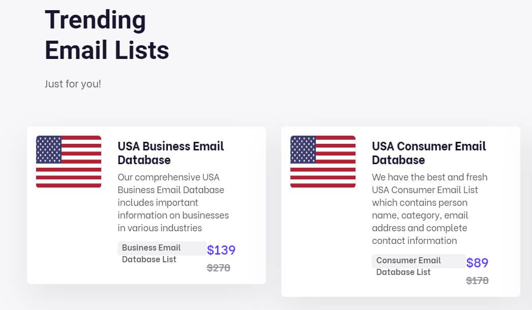 Email lists pricing