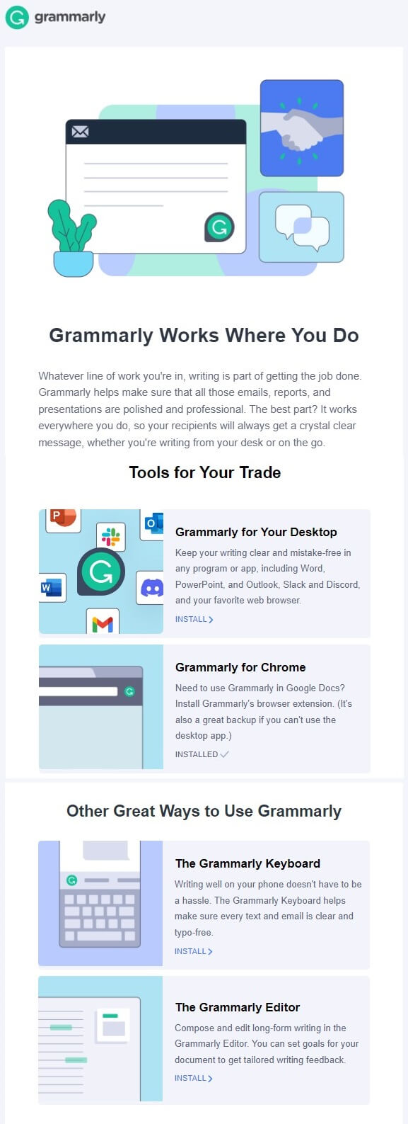 Onboarding email from Grammarly