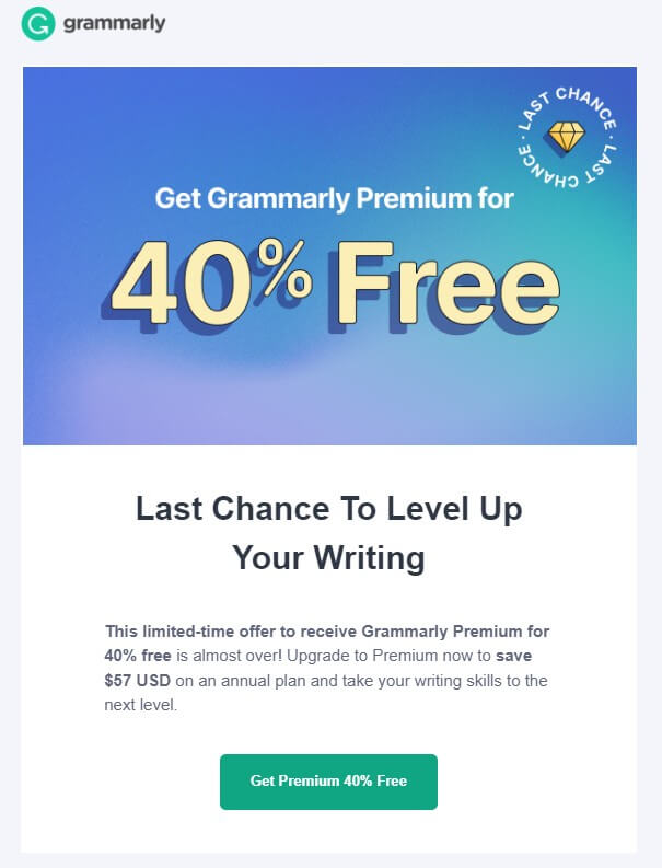 Grammarly drip email campaign example