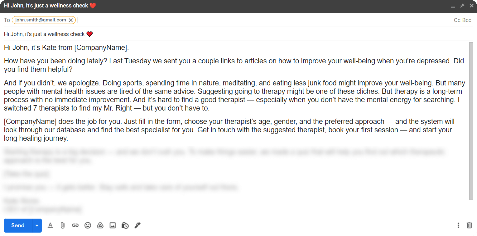 Follow up email body example