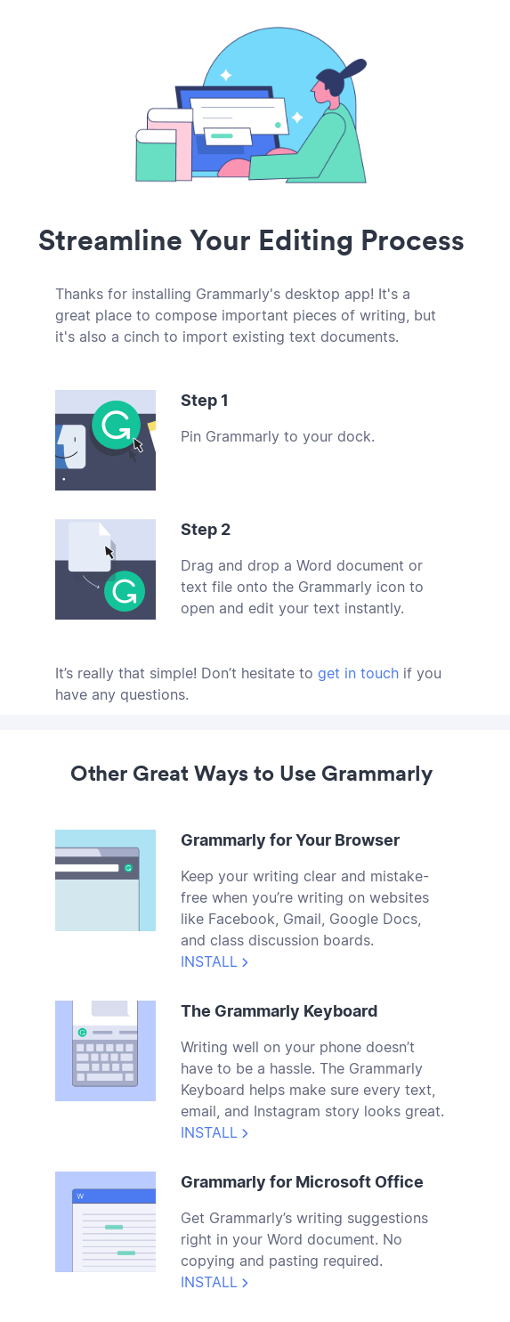 Grammarly onboarding email example
