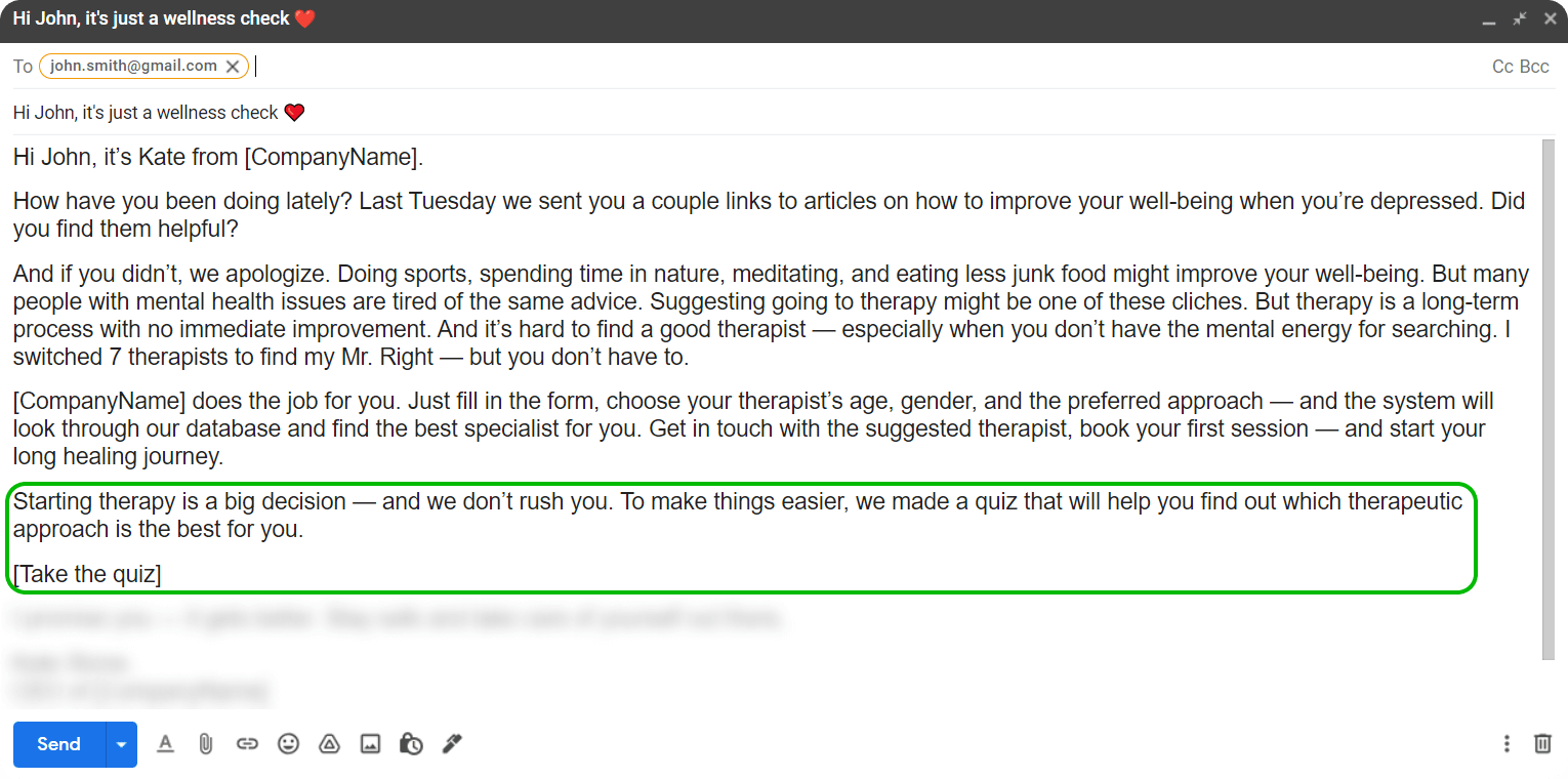 Follow up email closing example