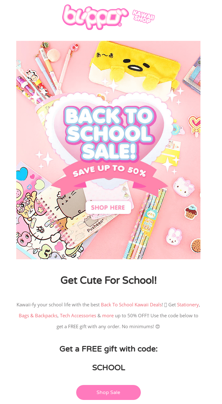 Star Cute back-to-school email campaign