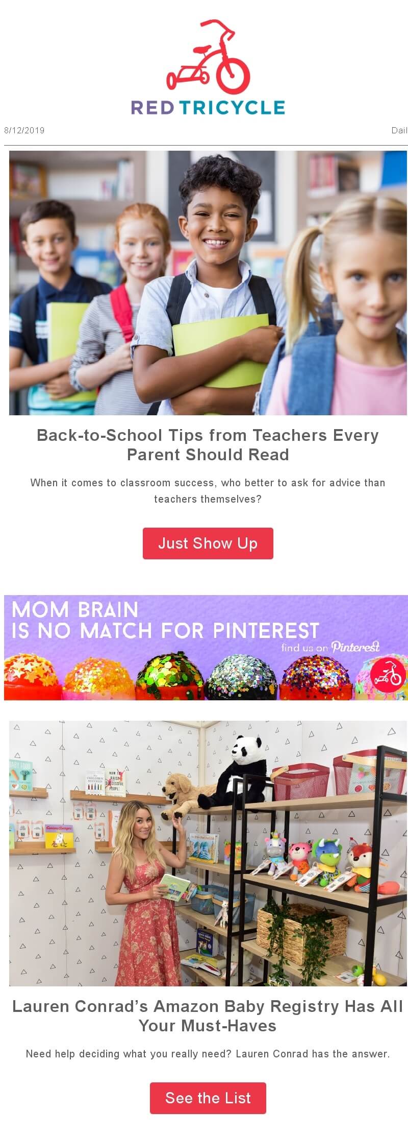 Back-to-school email from Red Tricycle