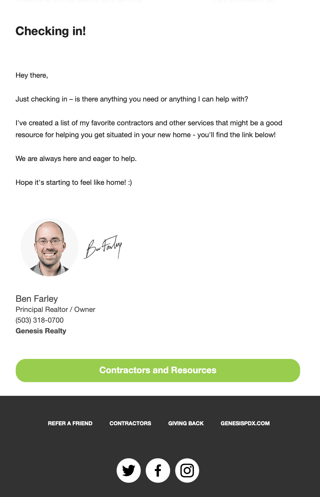 Follow-up email in real estate