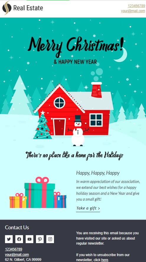 Holiday email in real estate