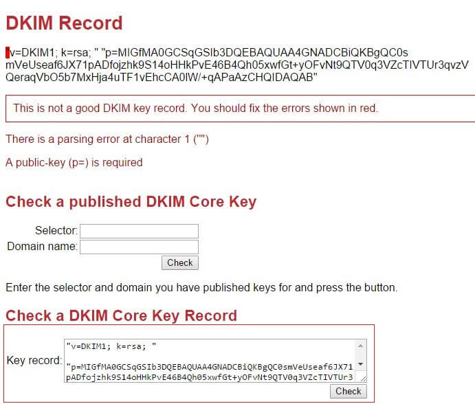 DKIM authentication in DKIMCore