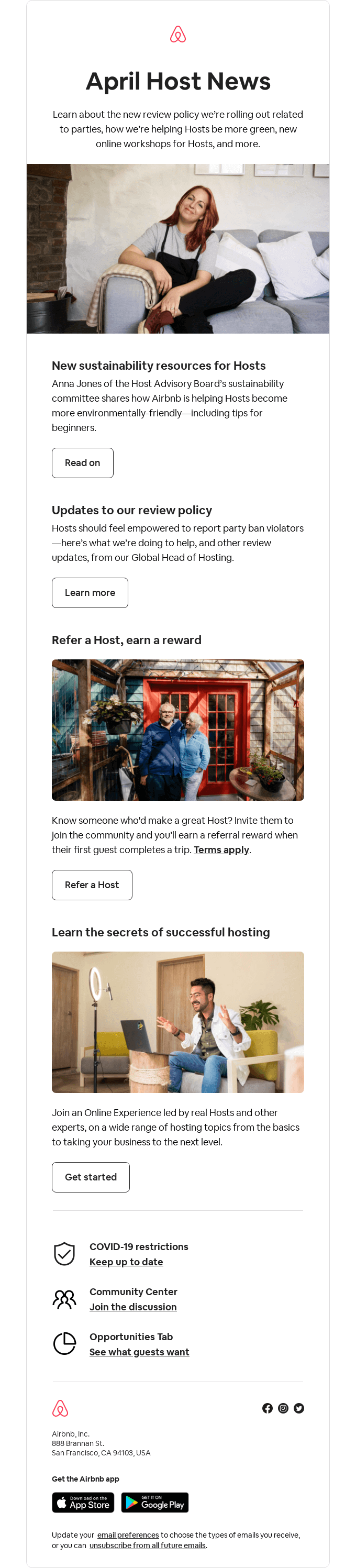 Newsletter from Airbnb