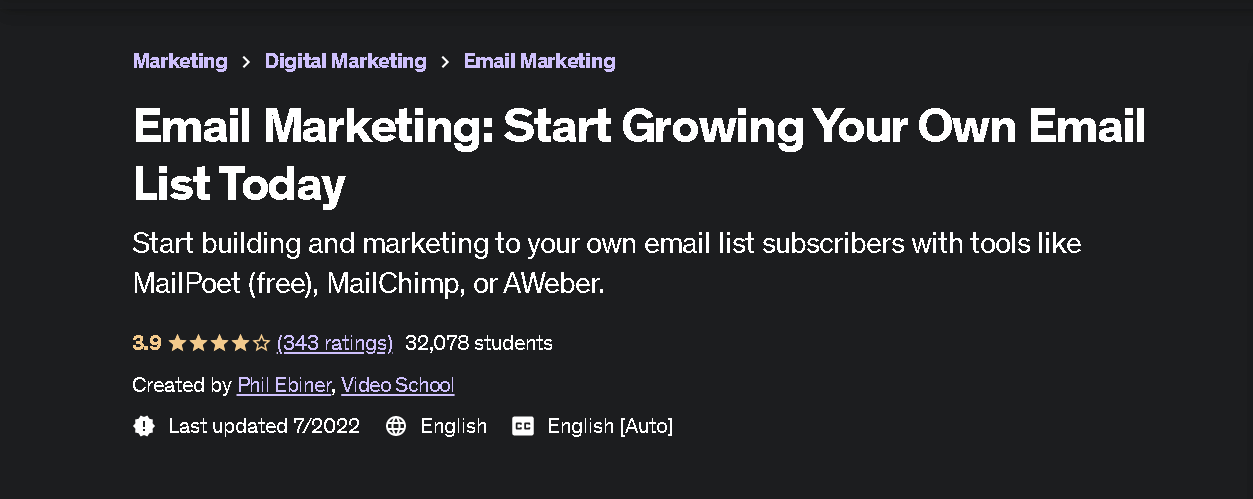 Start Growing Your Own Email List Today - Udemy Course