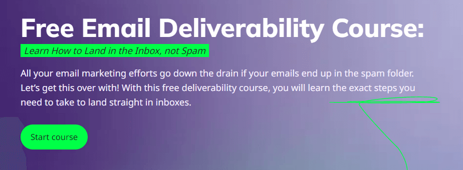 Selzy free email deliverability course landing page
