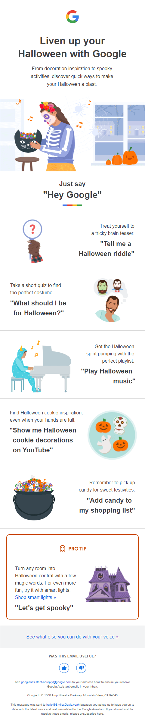 Google Halloween email campaign