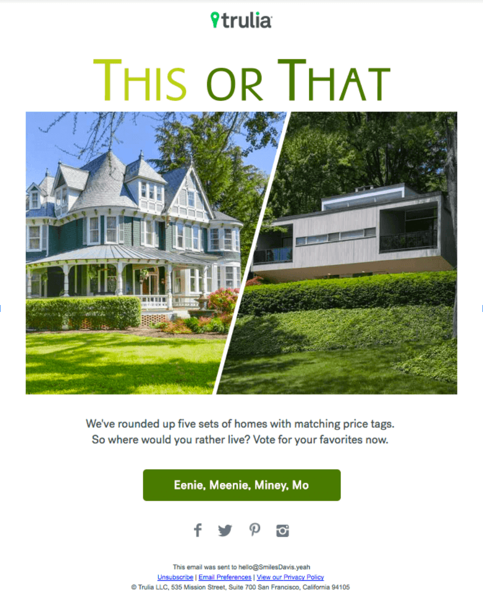 Trulia engaging email campaign