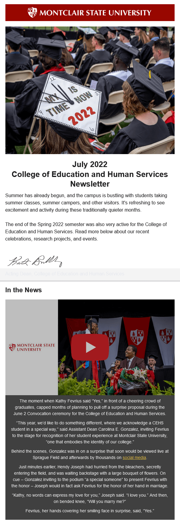 An email from Montclair State University