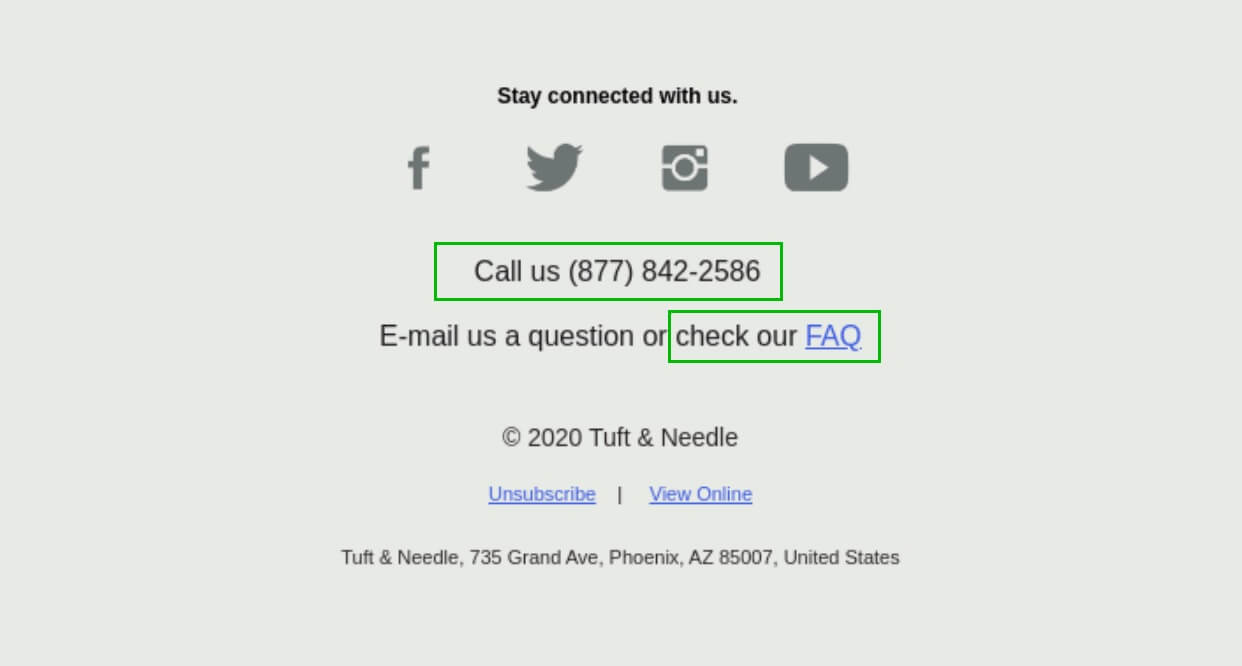 No-reply email from Tuft & Needle