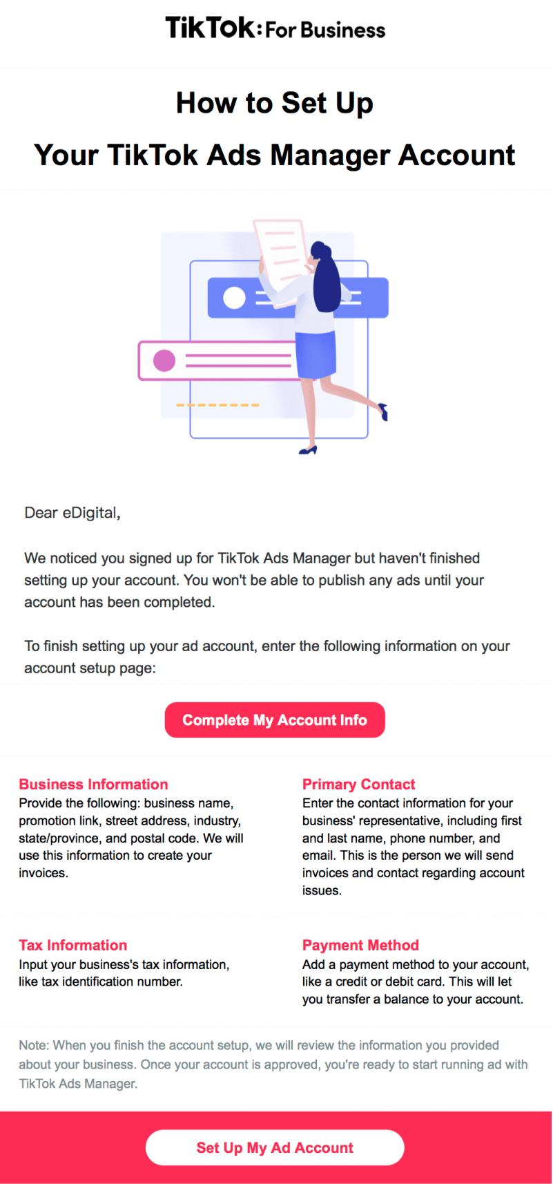 Example of an engagement email from TikTok