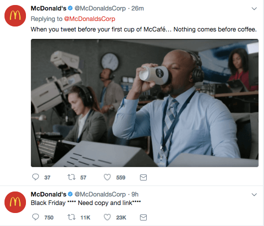 Black Friday tweet by McDonalds