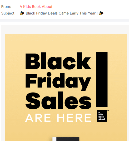 An email with the subject line 🎉 Black Friday Deals Came Early This Year!! 🎉