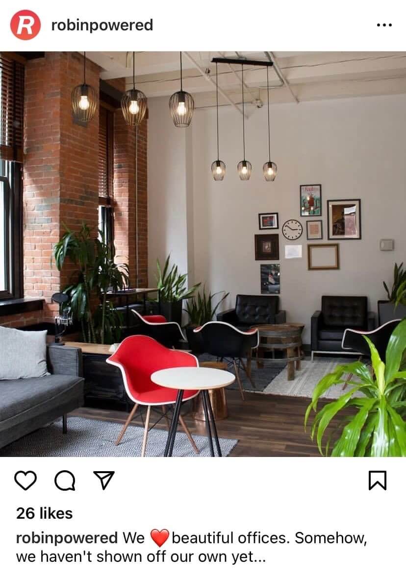 A picture of an office in Robin's Instagram post