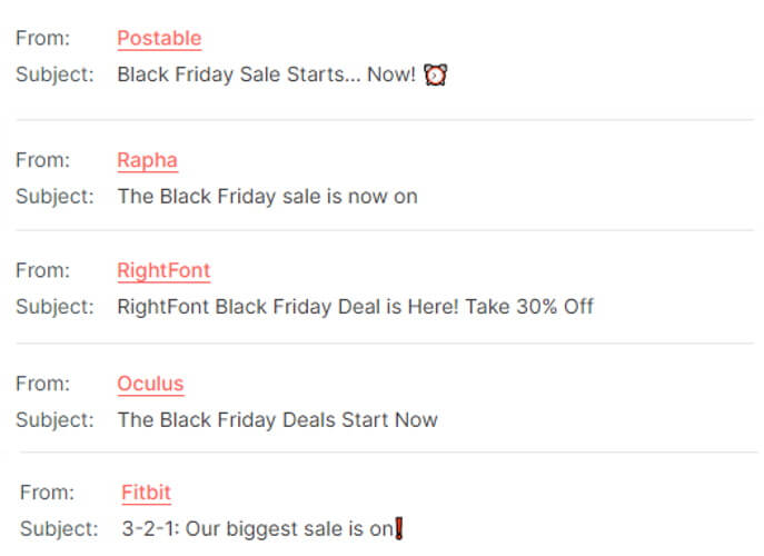 Black Friday launch email subject lines examples