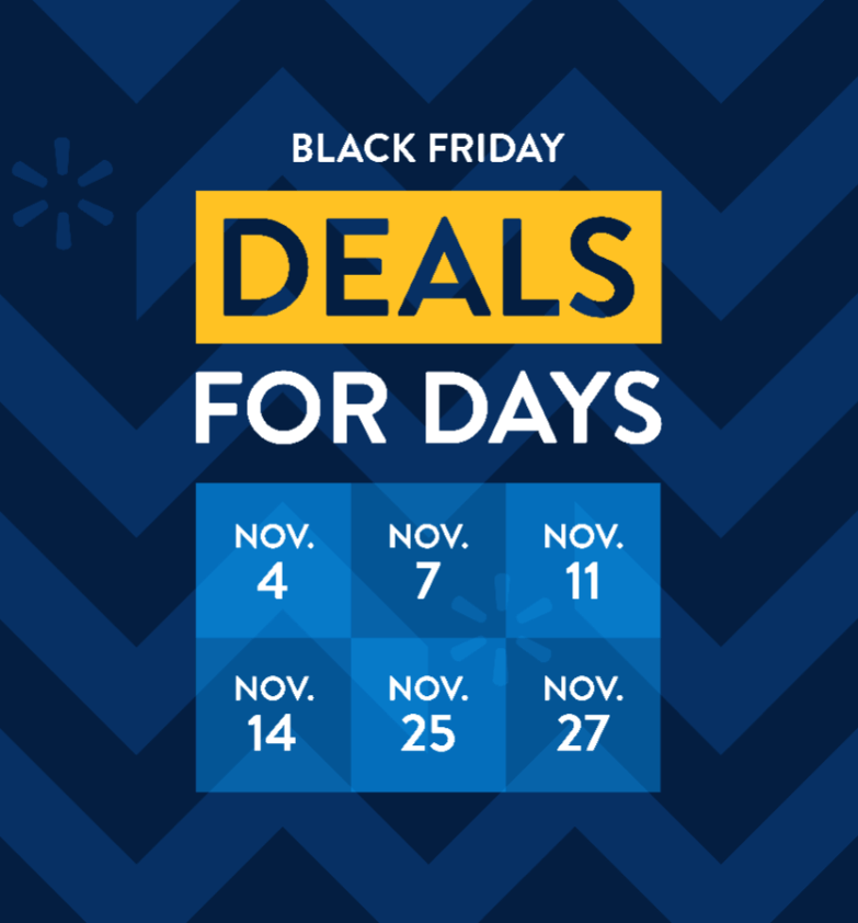Walmart’s banner with a calendar marking six days of Black Friday deals