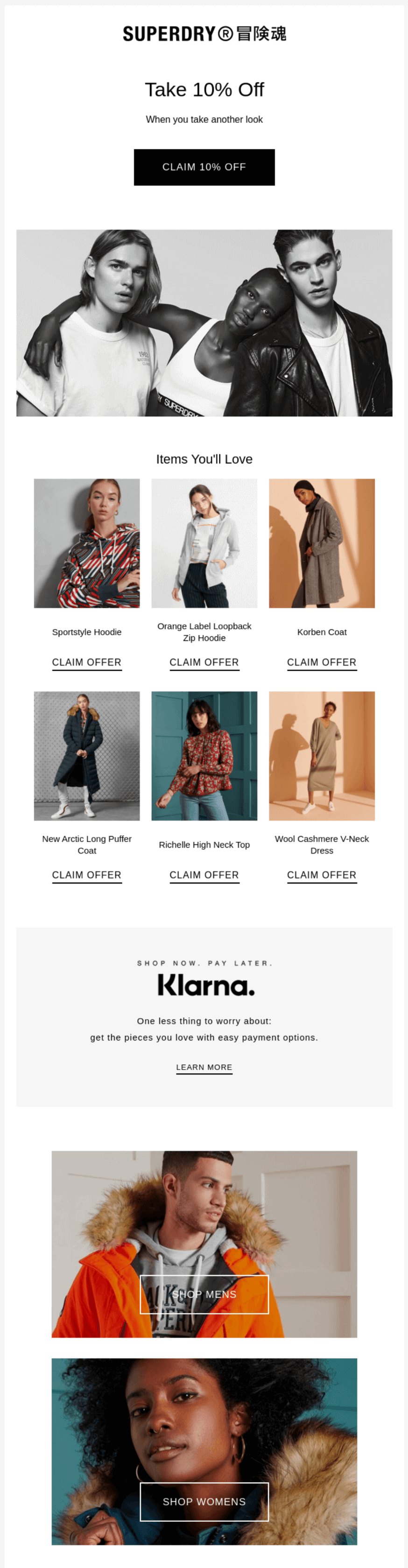Sales email from Superdry