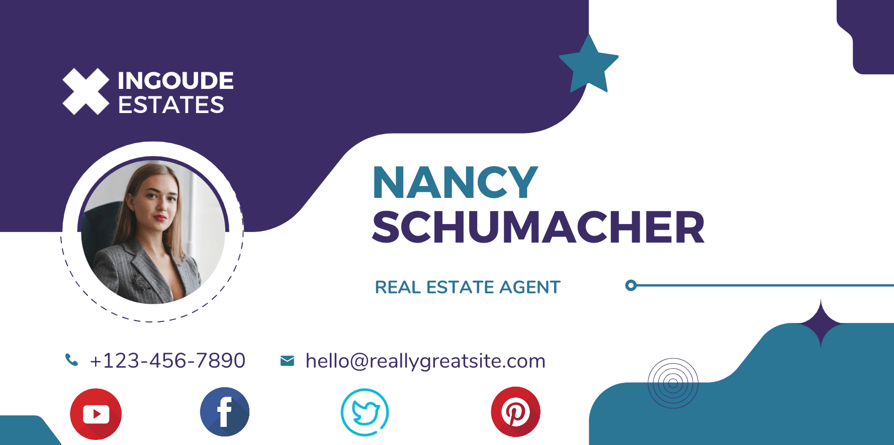 Real estate email signature with social profile links